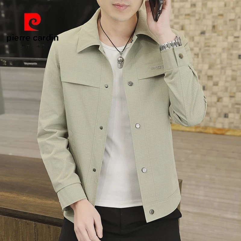 皮尔卡丹春秋季薄款夹克男潮流韩版修身翻领休闲帅气高端短款春装