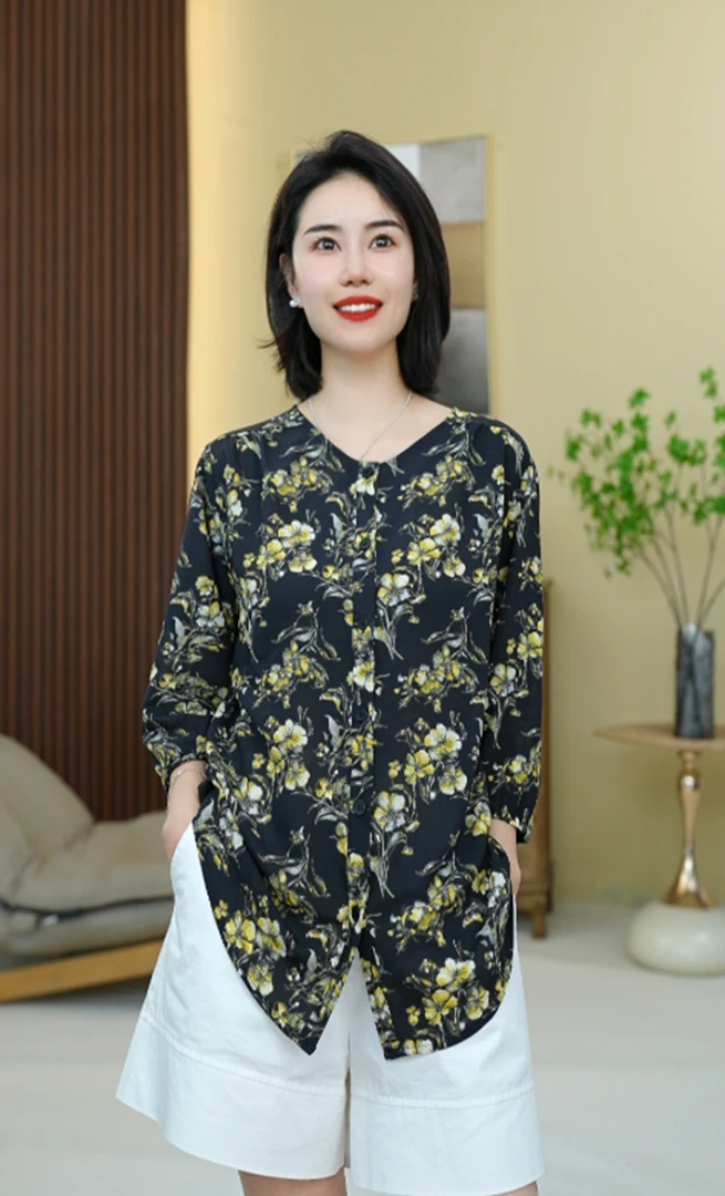 BEIJU 2025新款时尚简约宽松显瘦百搭洋气减龄气质轻奢衬衫5762