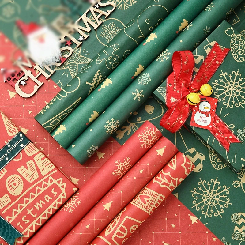 圣诞节鲜花礼物礼品包装纸平安夜苹果花束包花材料花艺资材