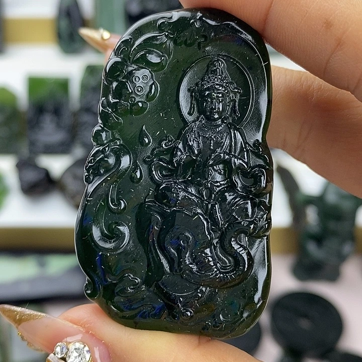 蛇纹石玉未镶嵌普贤菩萨