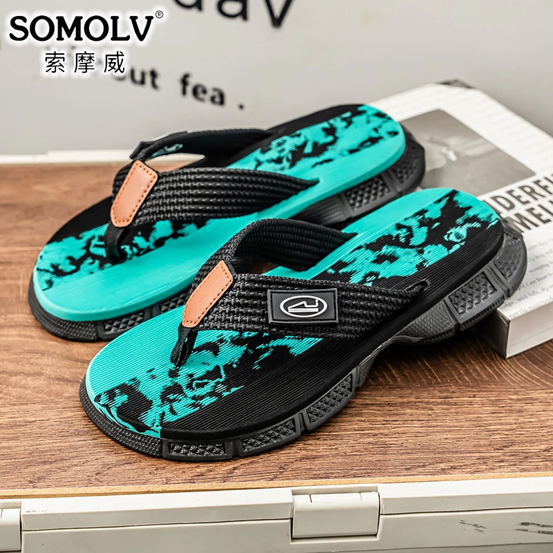 SOMOLV人字拖男款夏季新款潮流防滑软底耐磨防臭脚休闲沙滩拖鞋