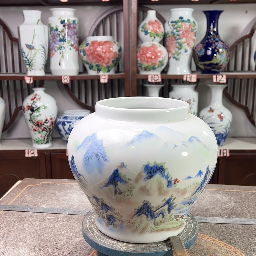 陶摆件景德镇陶瓷大口千里