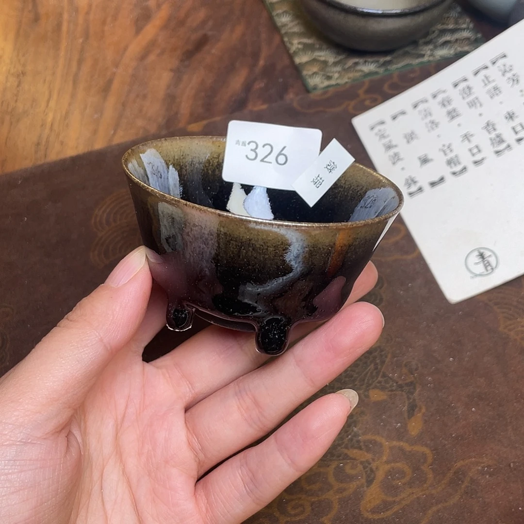 茶盏326 福临号建盏柴烧薄胎微瑕