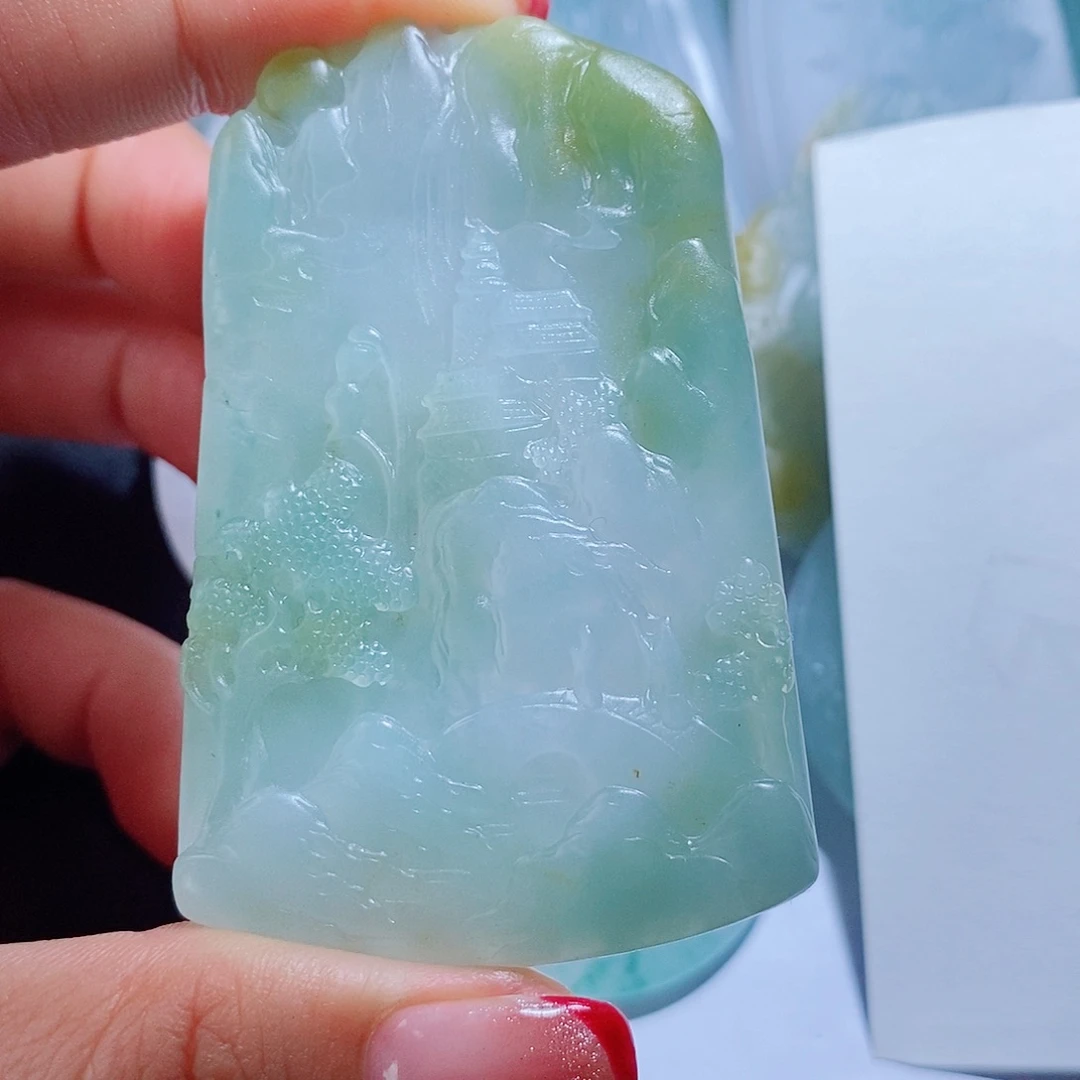 定制翡翠未镶嵌轻*扬毛货不支持退换货，付款后确认抛光