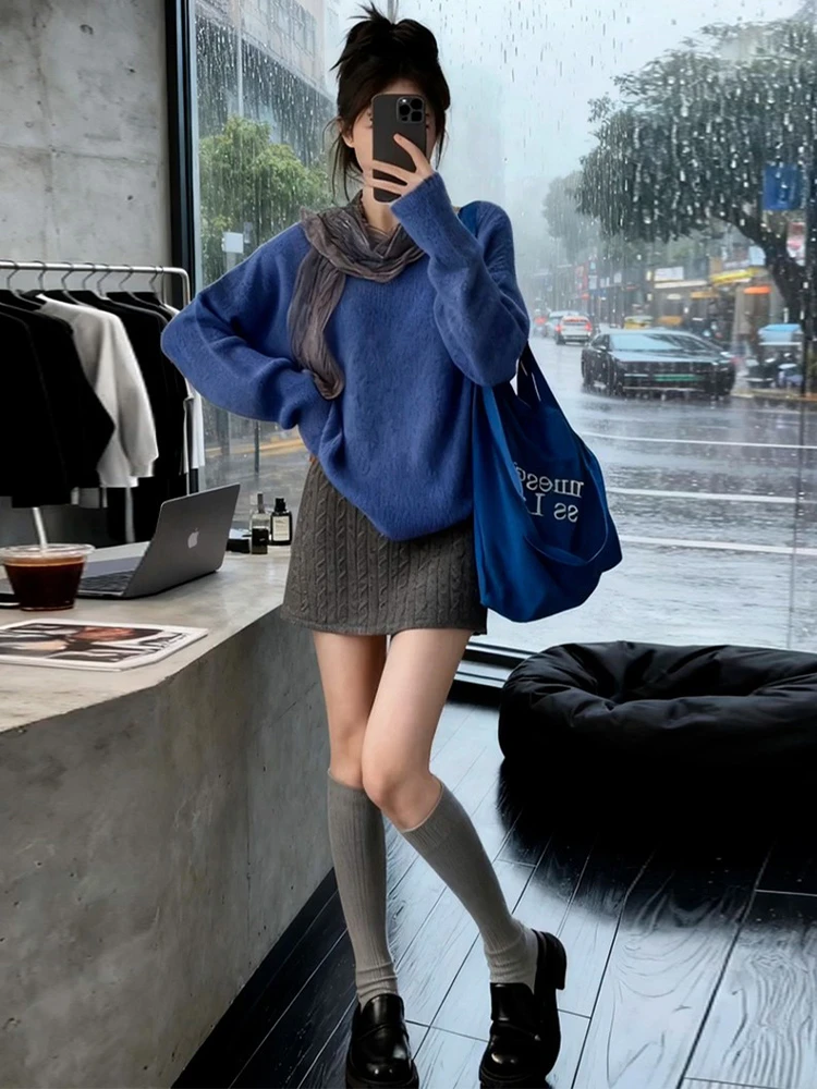 2025流行超火穿搭巨好看秋冬一整套装针织修身百搭毛衣连衣裙子女