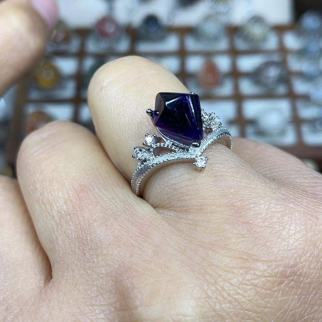 【闪购商品】银S925镶嵌珠宝半成品水晶戒指