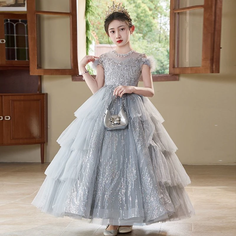 婚礼花童礼服2025新款小女孩生日公主裙女童钢琴儿童节主持演出服