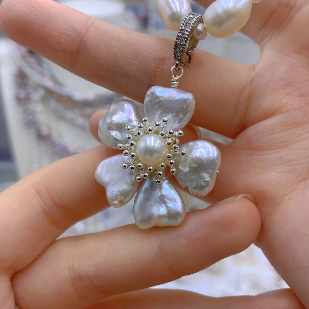 淡水珍珠颈饰银S925镶嵌