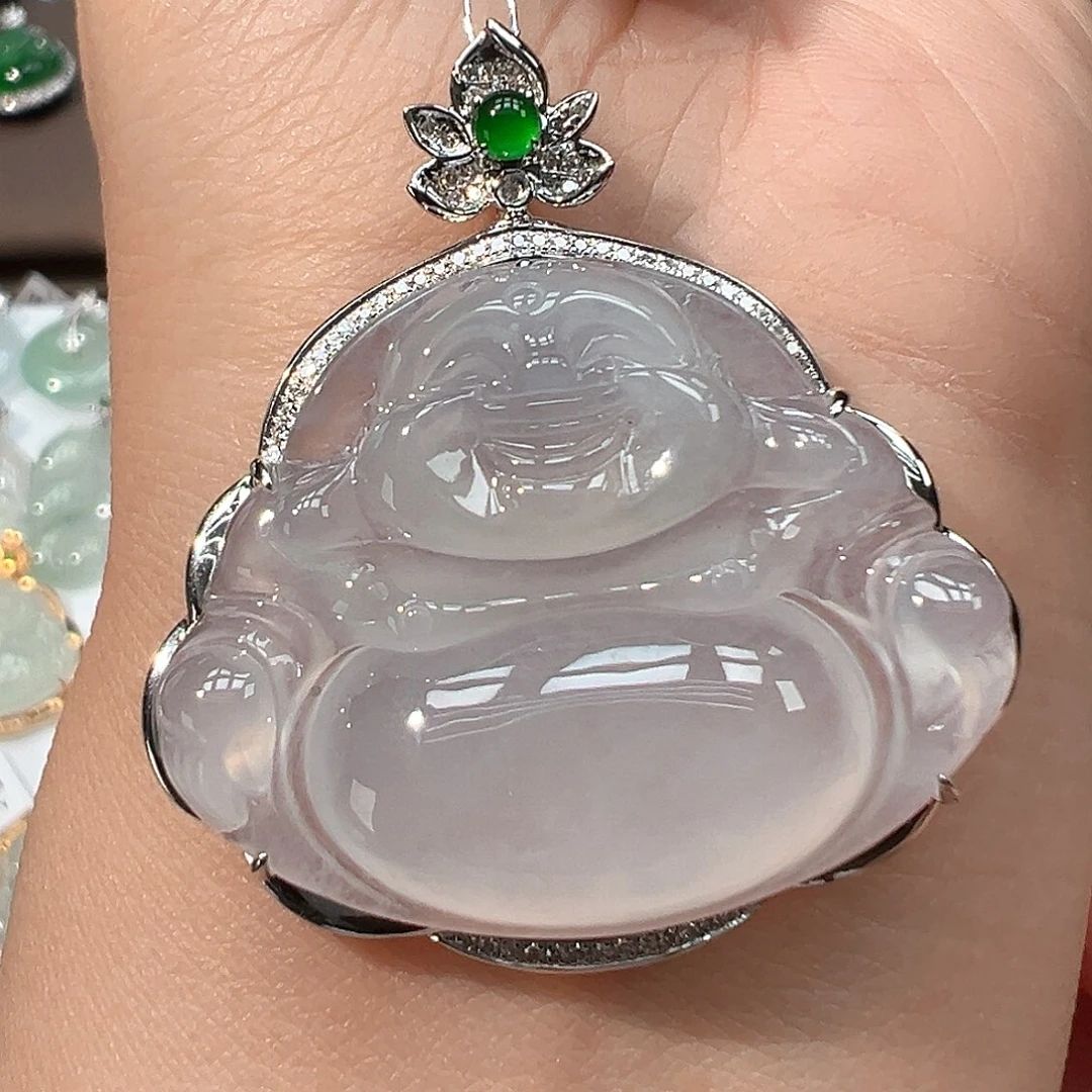 翡翠18K金镶嵌吊坠(不含链)佛公