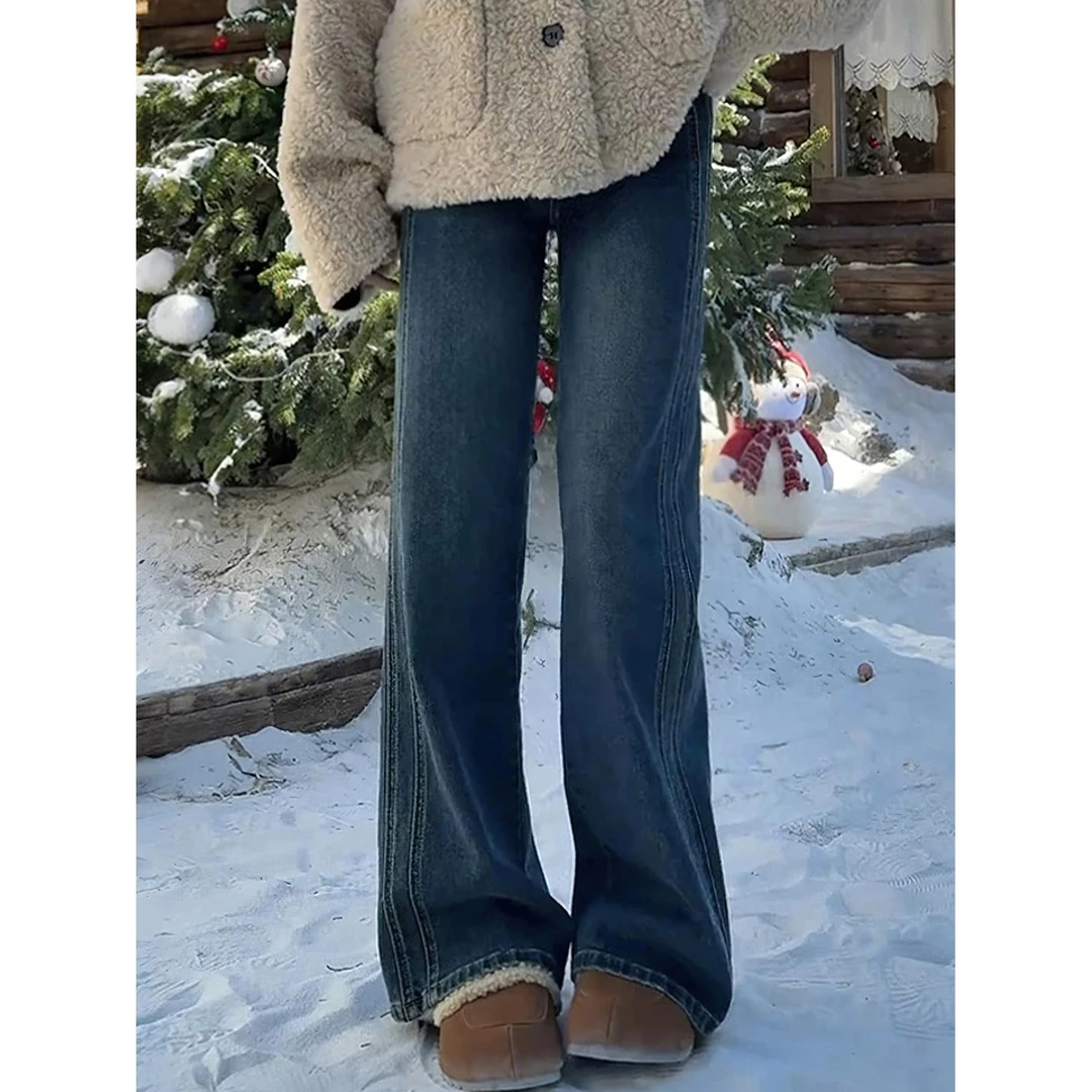 孕妇阔腿裤秋冬新款外穿孕妇牛仔裤高腰显瘦窄版直筒裤拖地长裤