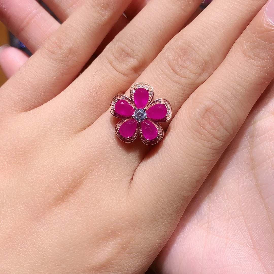 红宝石银S925镶嵌戒指