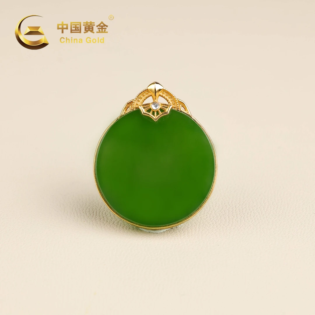 【中国黄金】似春 | 和田玉*吊坠*18K金镶嵌-D11407-臻