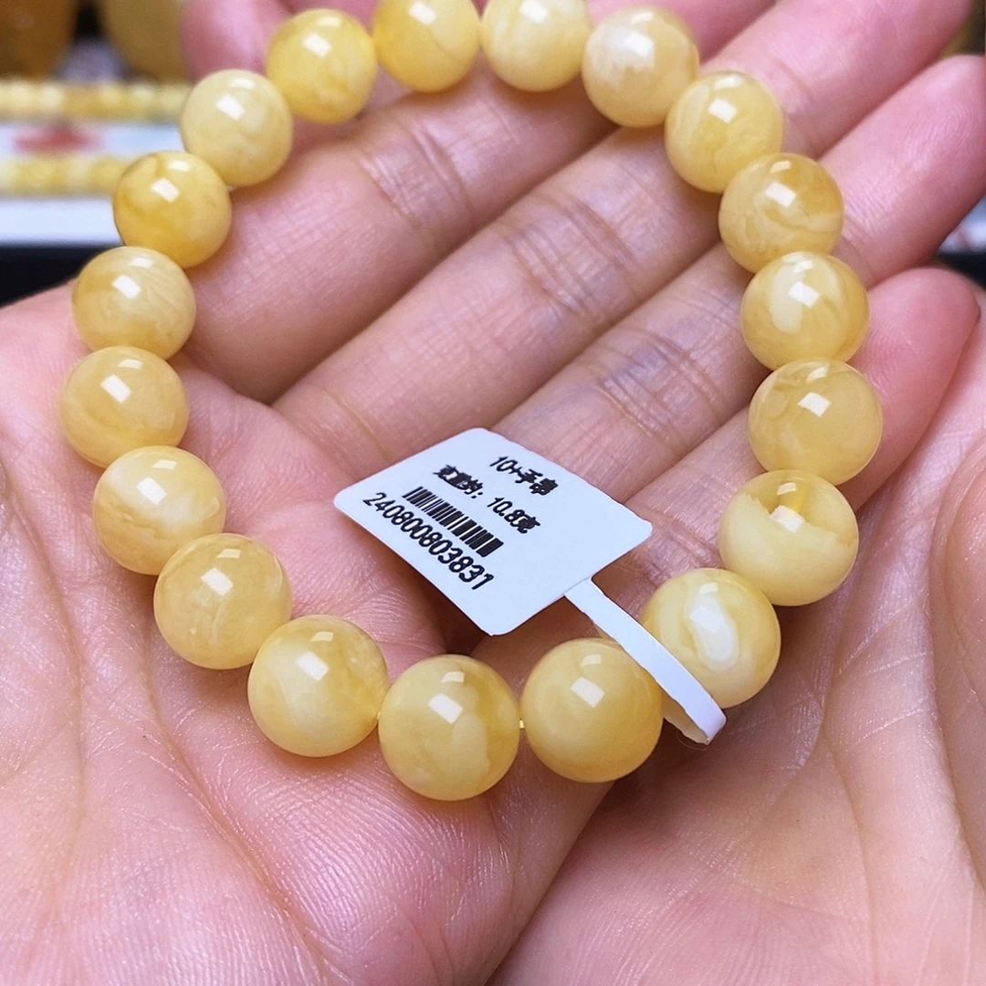 蜜蜡未镶嵌手串10圆珠手串