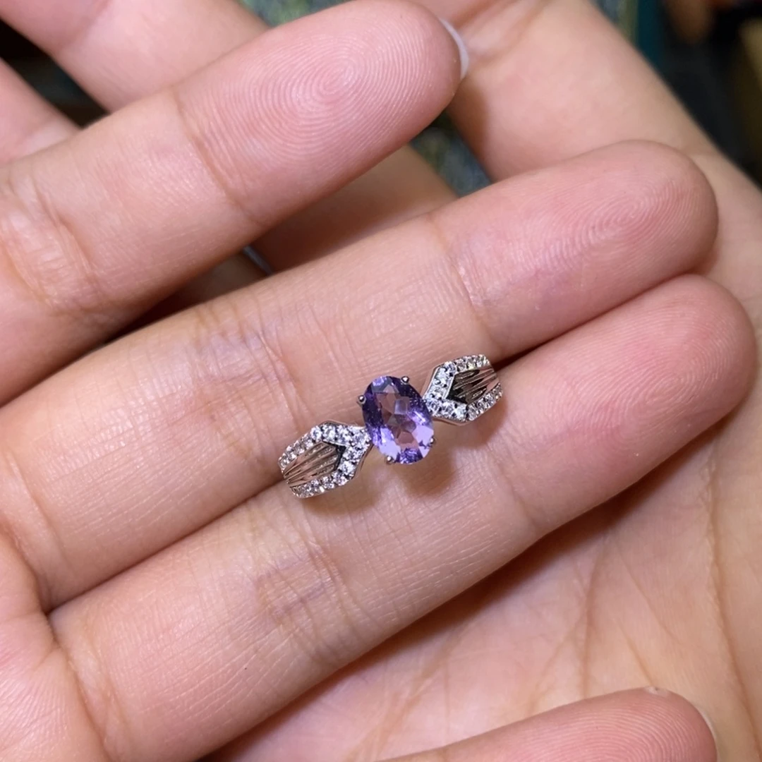 紫晶戒指银S925镶嵌