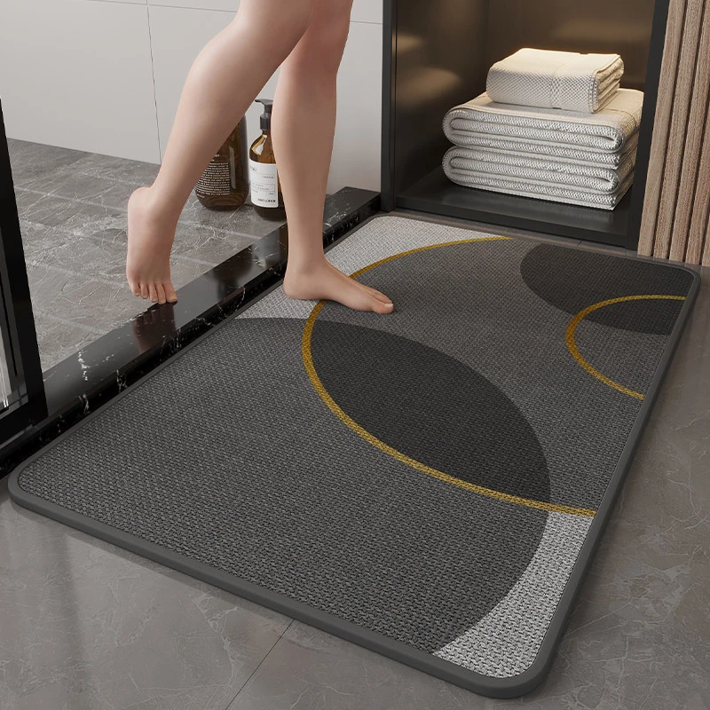轻奢亚麻编织浴室地垫卫生间吸水垫门口防滑垫脚垫进门垫速干地毯