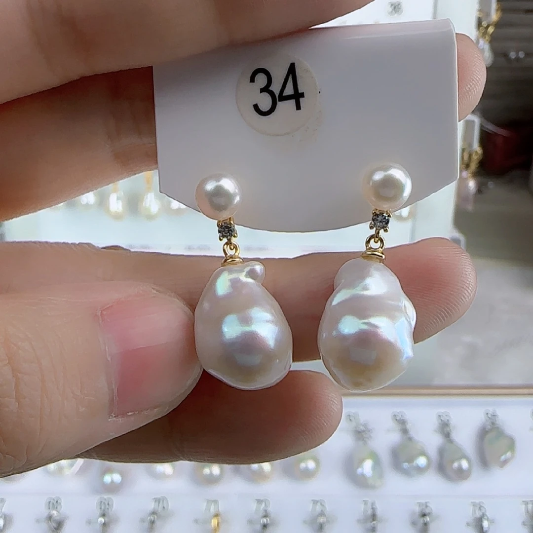淡水珍珠耳饰未镶嵌朵**A