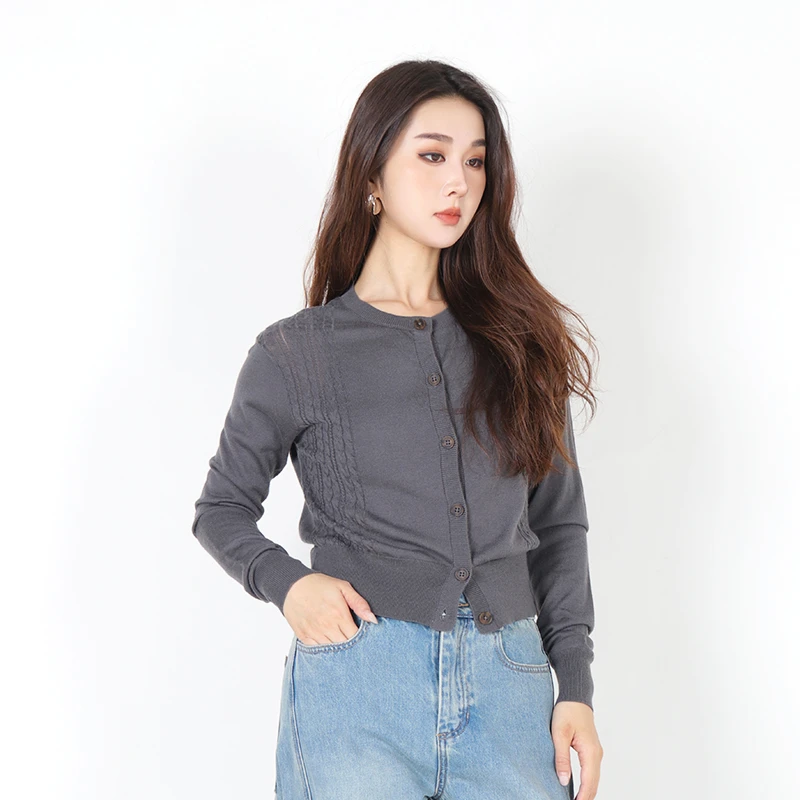 Jane express/简表达24年春秋款毛织开衫百搭打设计师底QWT43014