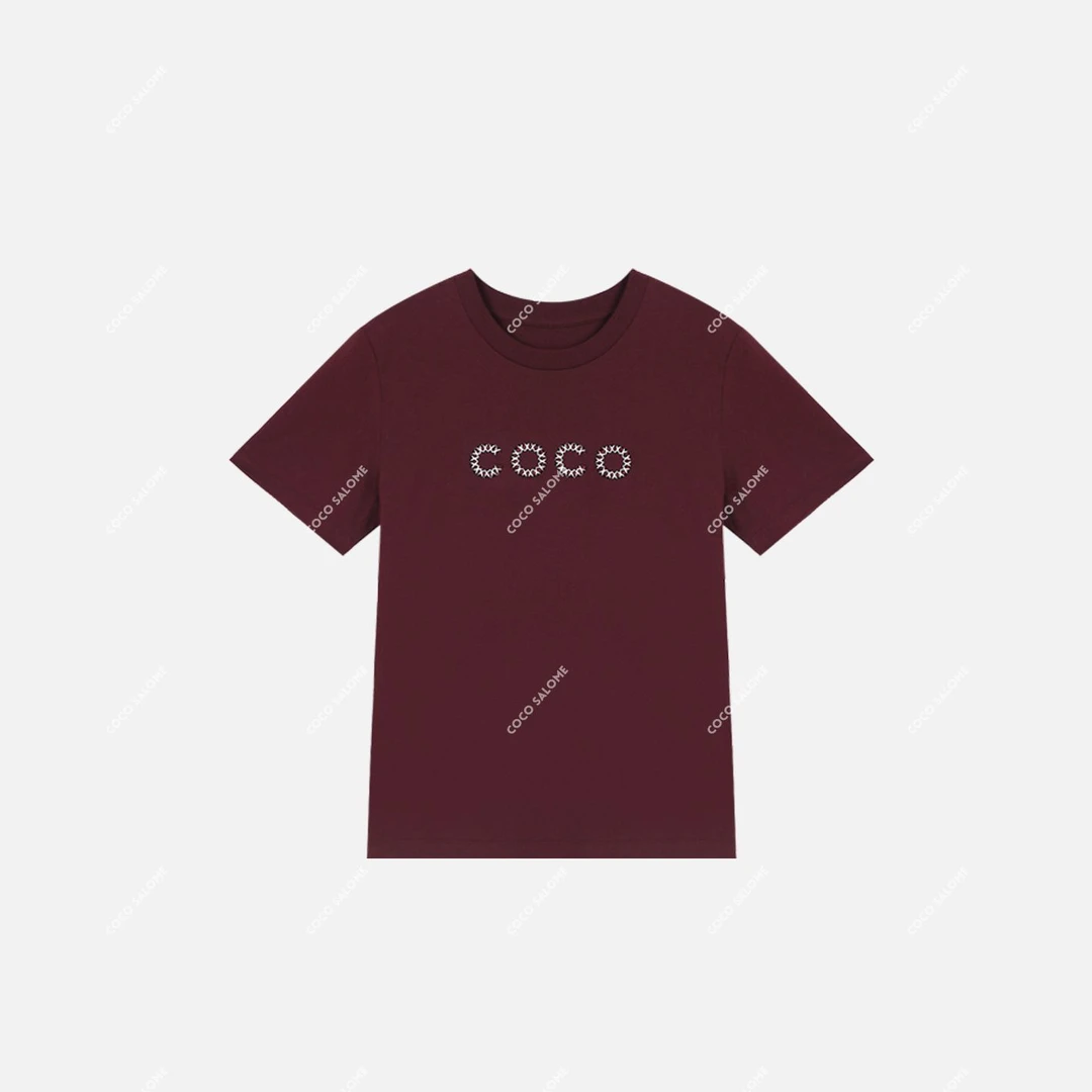 安安推荐【甜甜圈】100棉重工刺绣弧度下摆短袖T恤TXS51117602H