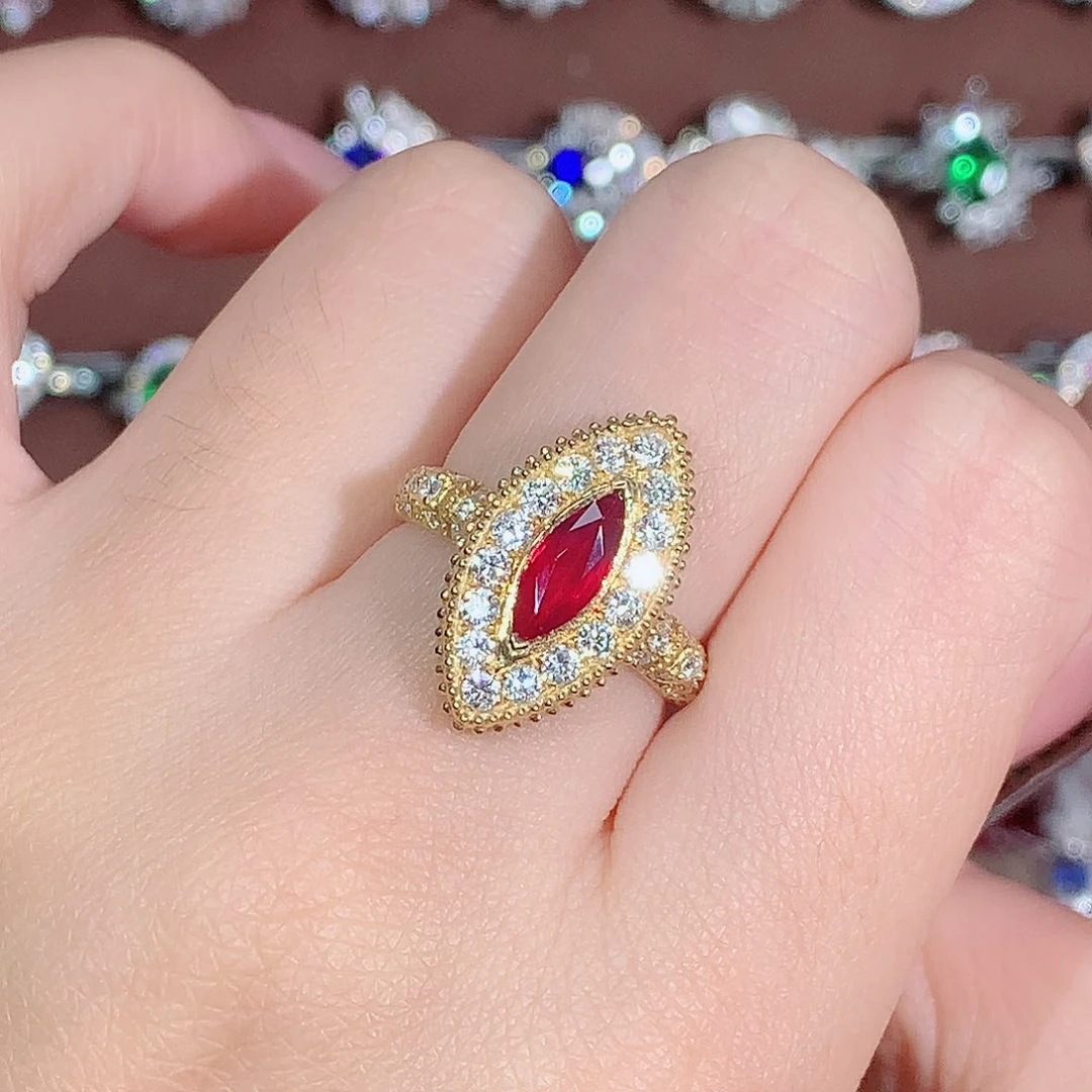 红宝石戒指18K金镶嵌1.03ct/天然宝石/七天无理由