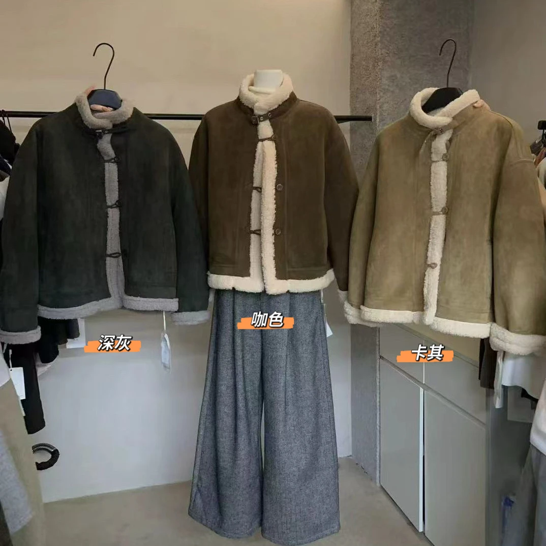 abow@23512 韩系时尚复古风立领羔羔毛短外套 11-8
