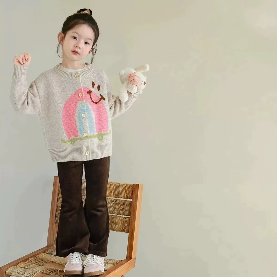 新品~女童卡通毛衣开衫2025新款女宝洋气针织开衫春秋外套