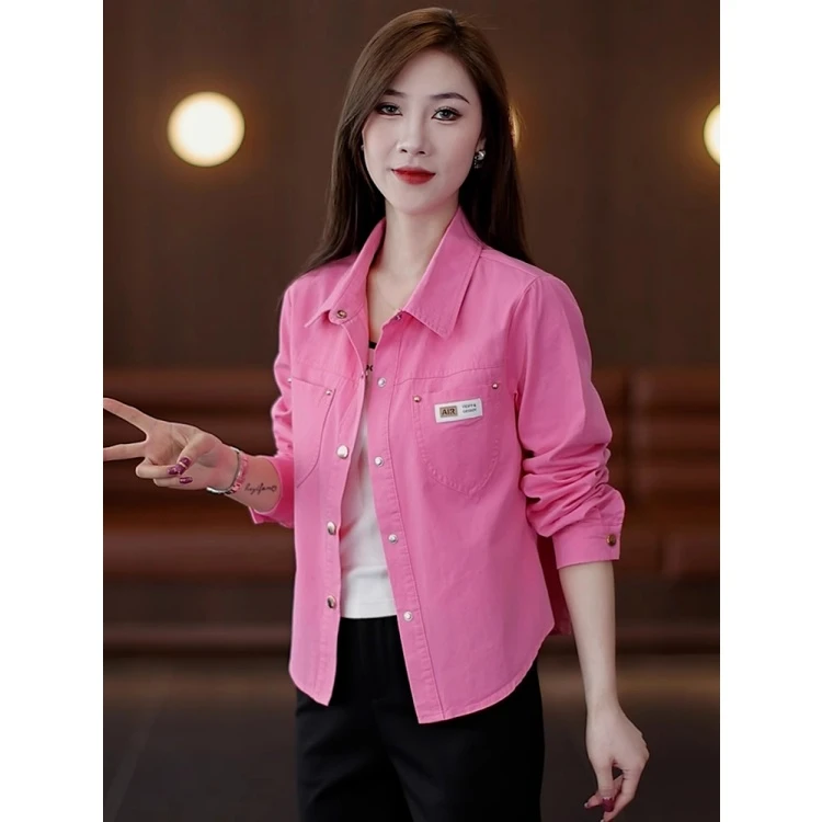 拉夏贝尔高级感小众短外套女2025年秋季新款显瘦休闲衬衫减龄上衣