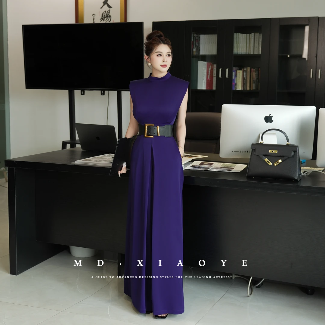 【MD原创·宵夜】2025夏季新款显瘦气质百搭轻奢高腰时尚阔腿连体裤