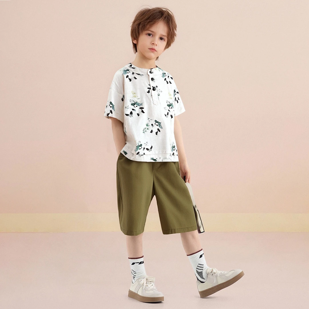 国潮儿童汉服男童国风套装短袖短裤两件套薄款古风唐装夏哥Y1318