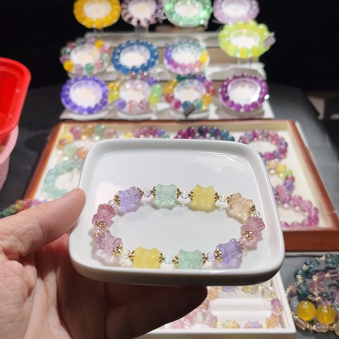 未镶嵌萤石手串新货马卡龙莲花珠