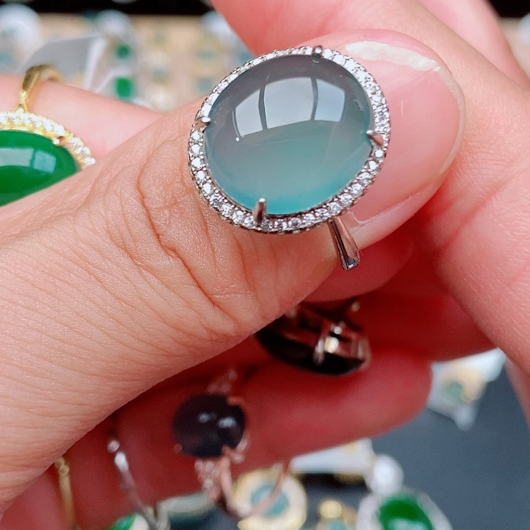 翡翠戒指银S925镶嵌