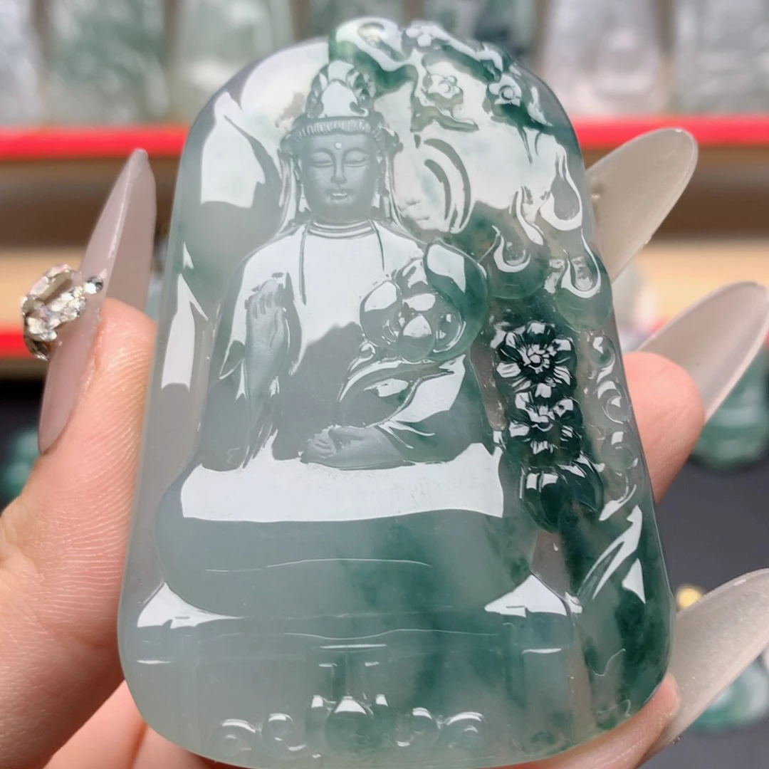 潔***翡翠未镶嵌颈饰素衣观音
