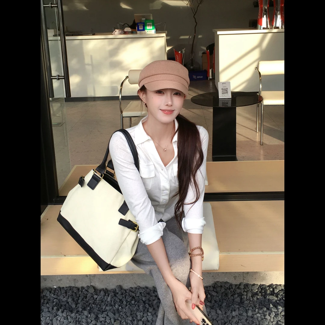 【小p专属】【口袋内搭】休闲高智感修身翻领上衣K8977