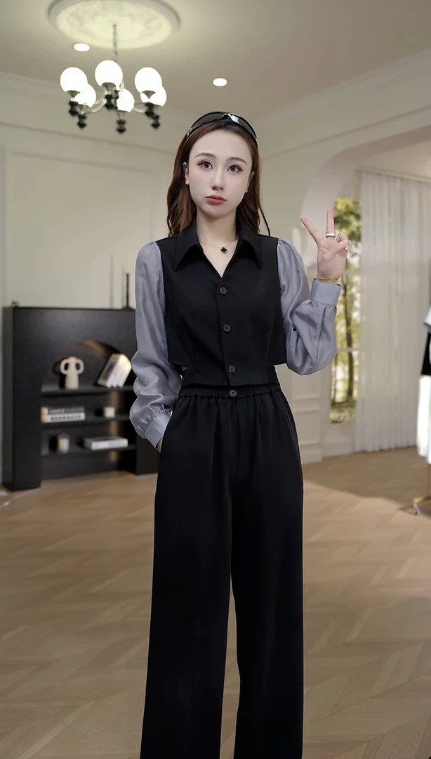 思思小个子女装【新款气质时尚通勤小众百搭两件套】25F359
