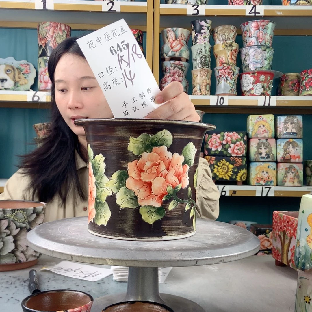 艾***子景德镇手工花盆645