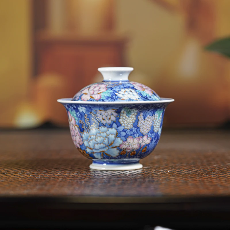 【墨舍名窑】玗琪轩万花盖碗yqx502
