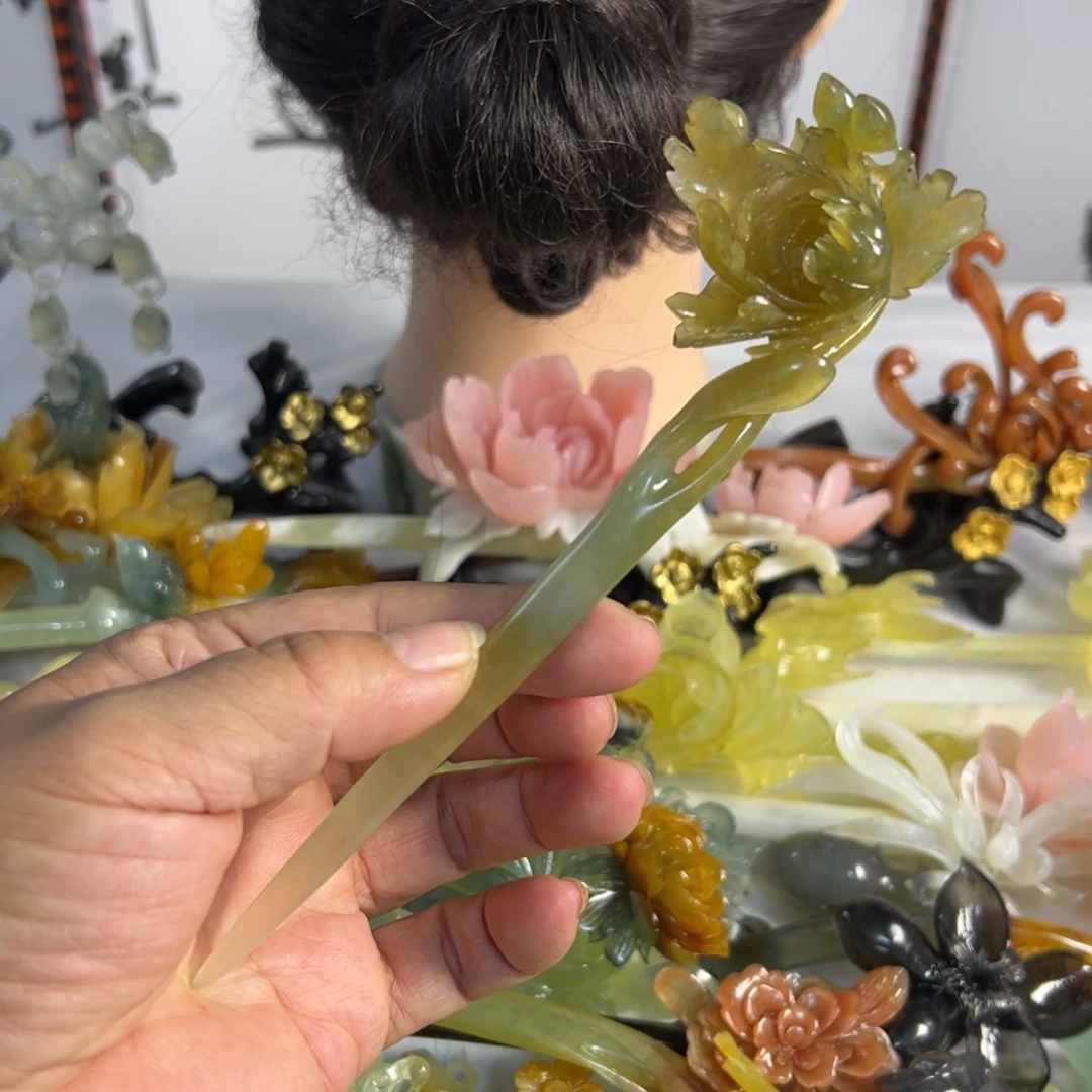 蛇纹石玉未镶嵌发饰