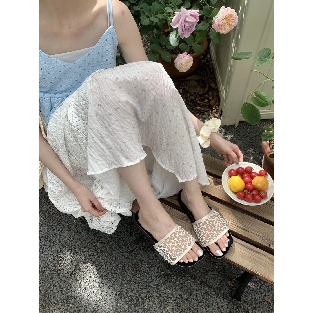 8016-5#夏季超百搭~时尚懒人一字拖鞋