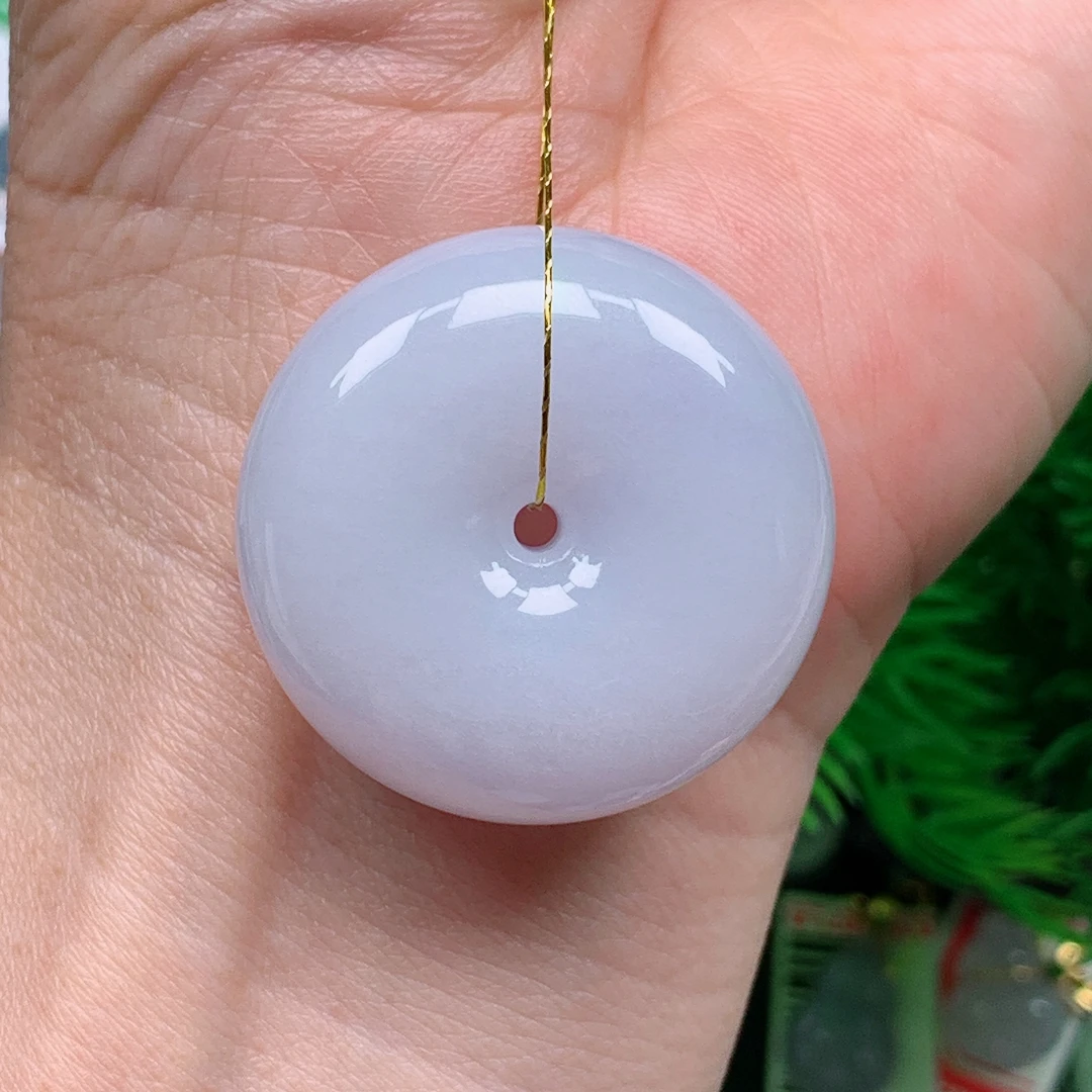 缅甸天然翡翠A货 冰润紫平安扣29/521（尺寸30.8x12.7)