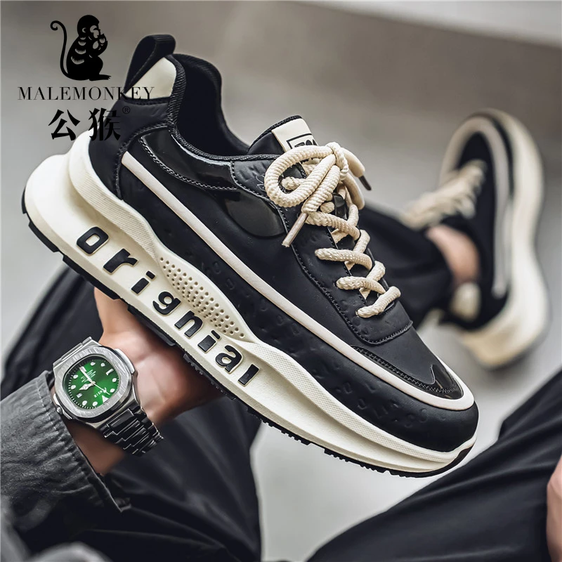 公猴男鞋新款厚底增高百搭休闲鞋男士低帮防滑耐磨运动老爹鞋C105