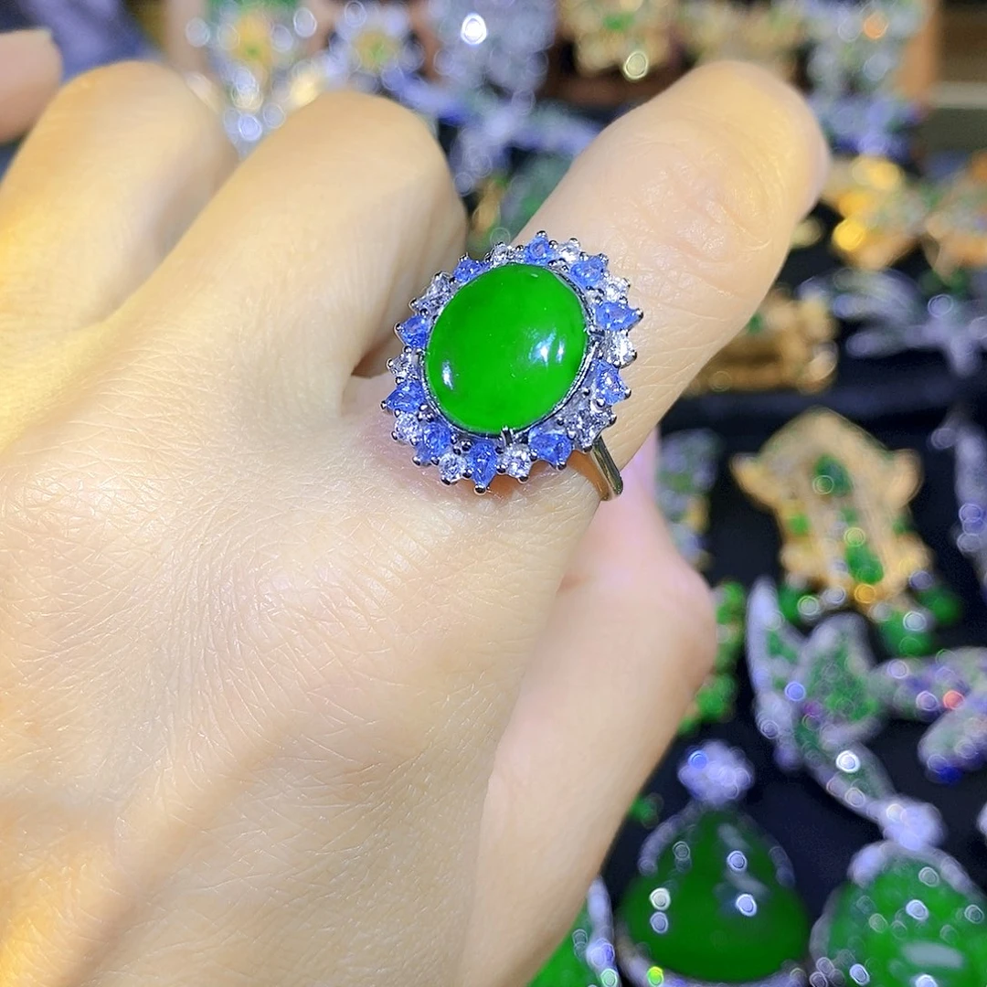 吊坠(不含链)银S925镶嵌翡翠