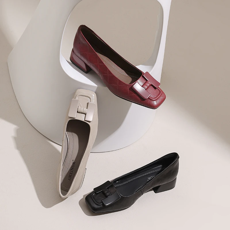 2025秋季新款时尚酷炫真皮材质扣式女士低跟单鞋A-MDN-7829