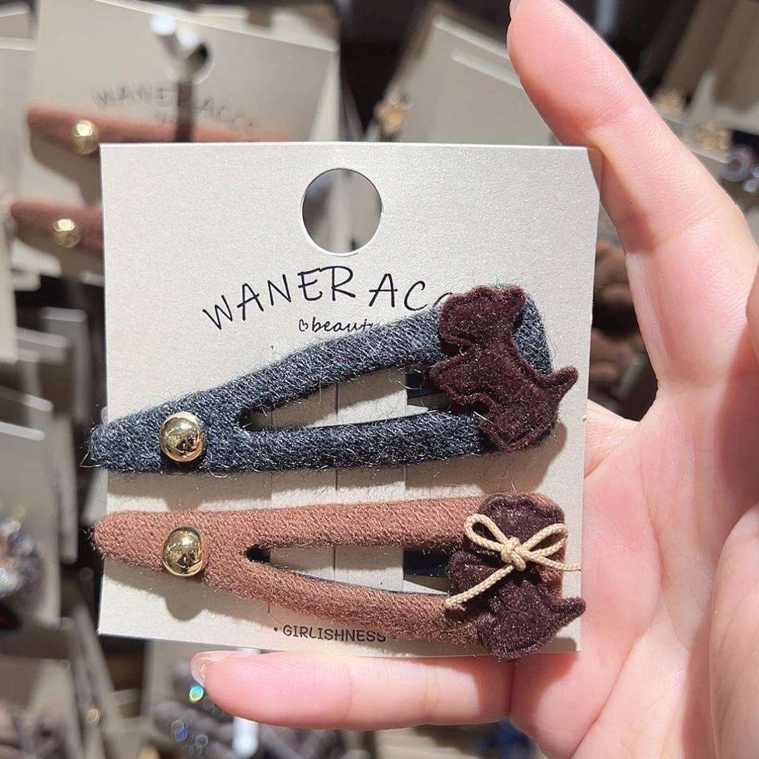 皮质铁合金小狗拼色掰掰夹