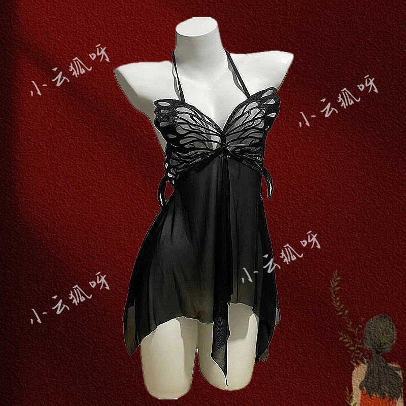 浪漫蝴蝶装（80-125斤）性感蝴蝶刺绣网纱交叉吊带美背睡裙012