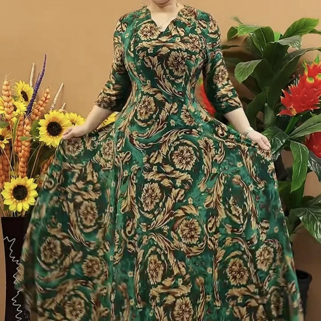 夏季潮流减龄气质大码显瘦连衣裙收腰休闲修身妈妈时尚上档次长裙