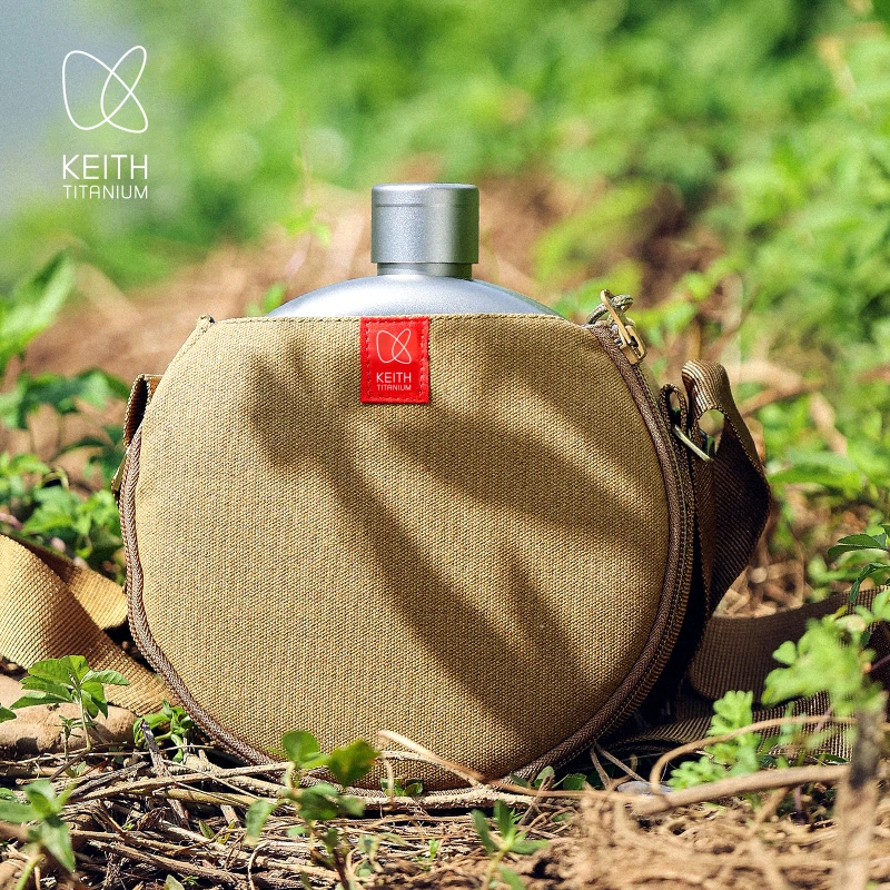 KEITH/铠斯纯钛水壶超大容量轻量便携两用户外钛牛仔壶野营钛水壶