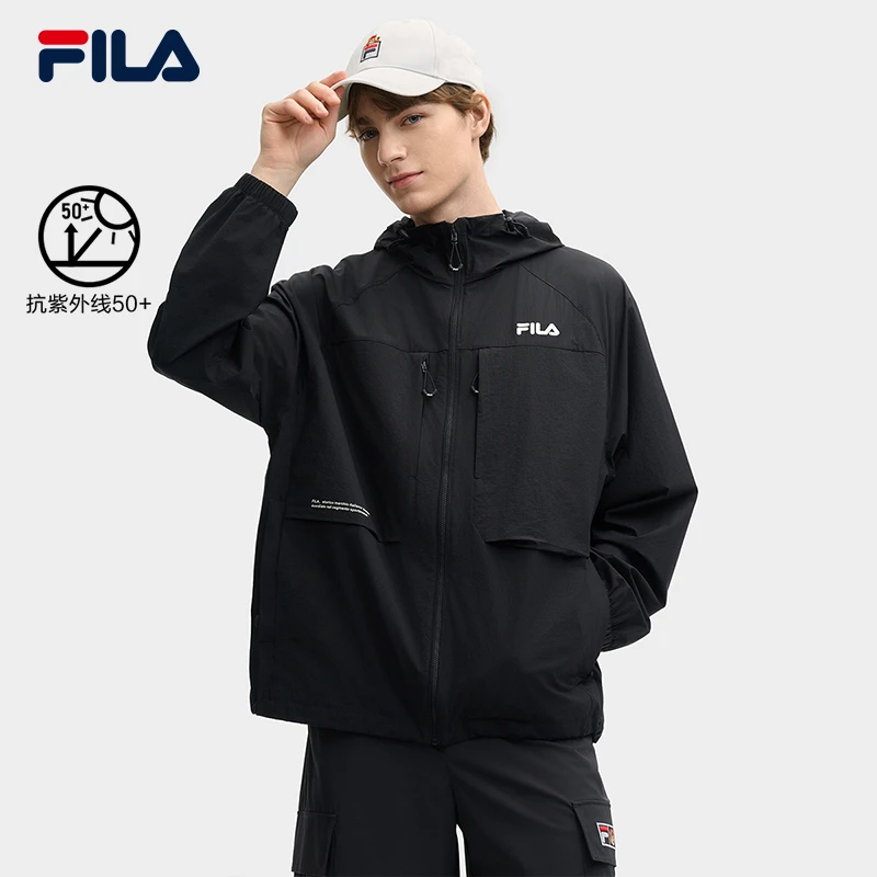 Fila/斐乐男士【防晒耐磨梭织外套】户外运动连帽上衣F11M529705F