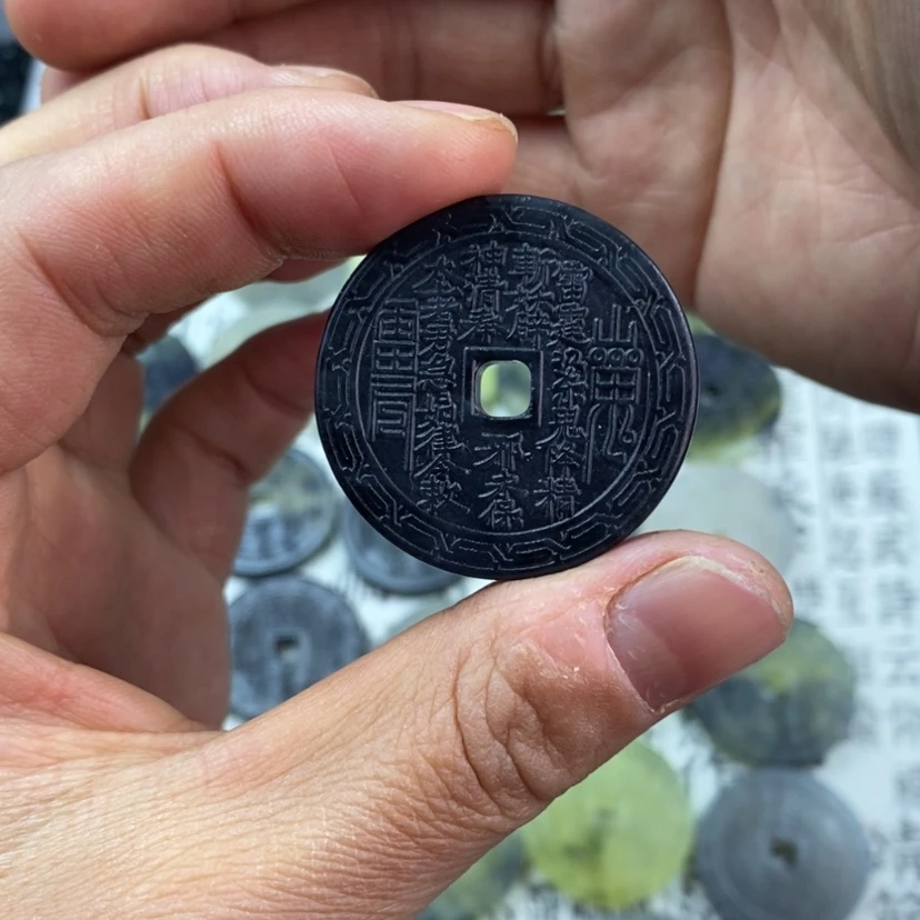 【闪购商品】岫玉颈饰未镶嵌直径3.5岫玉山鬼花钱吊坠