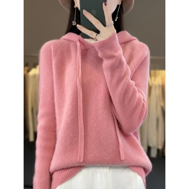 秋季上新100%纯羊毛加厚蜂窝连帽卫衣NJR853