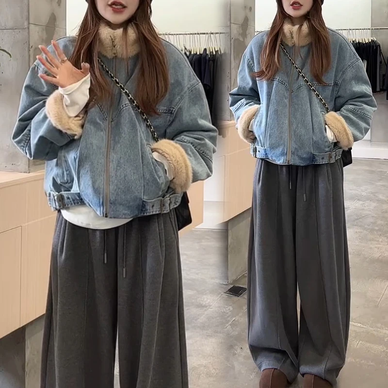 个性短款棉服垂感阔腿裤套装2025冬季款时尚格调解锁冬季时尚风格