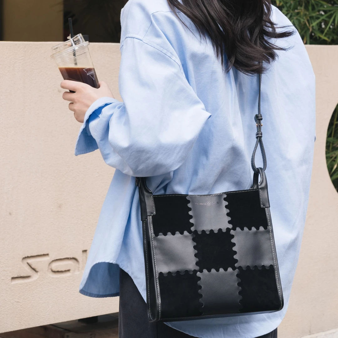 OrangeCube托特包女包魔方中号2025款大容量通勤牛皮单肩斜挎包